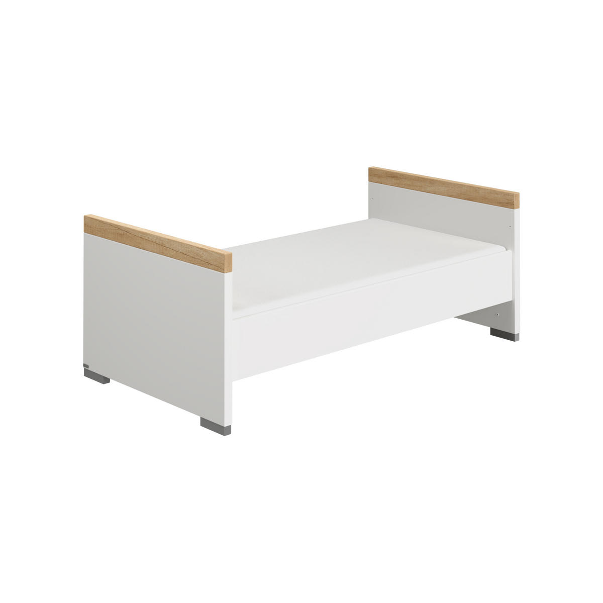GITTERBETT Kira Eiche Nebraska/Kreideweiß 70/140 cm  - Eichefarben/Weiß, KONVENTIONELL, Holzwerkstoff (70/140cm) - Paidi