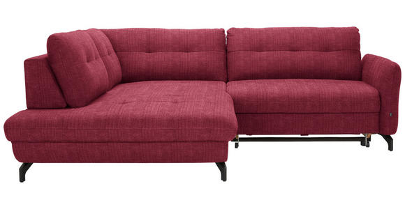 ECKSOFA in Flachgewebe, Leinenoptik Rot  208/247 cm  - Rot/Schwarz, Design, Textil/Metall (208/247cm) - Xora