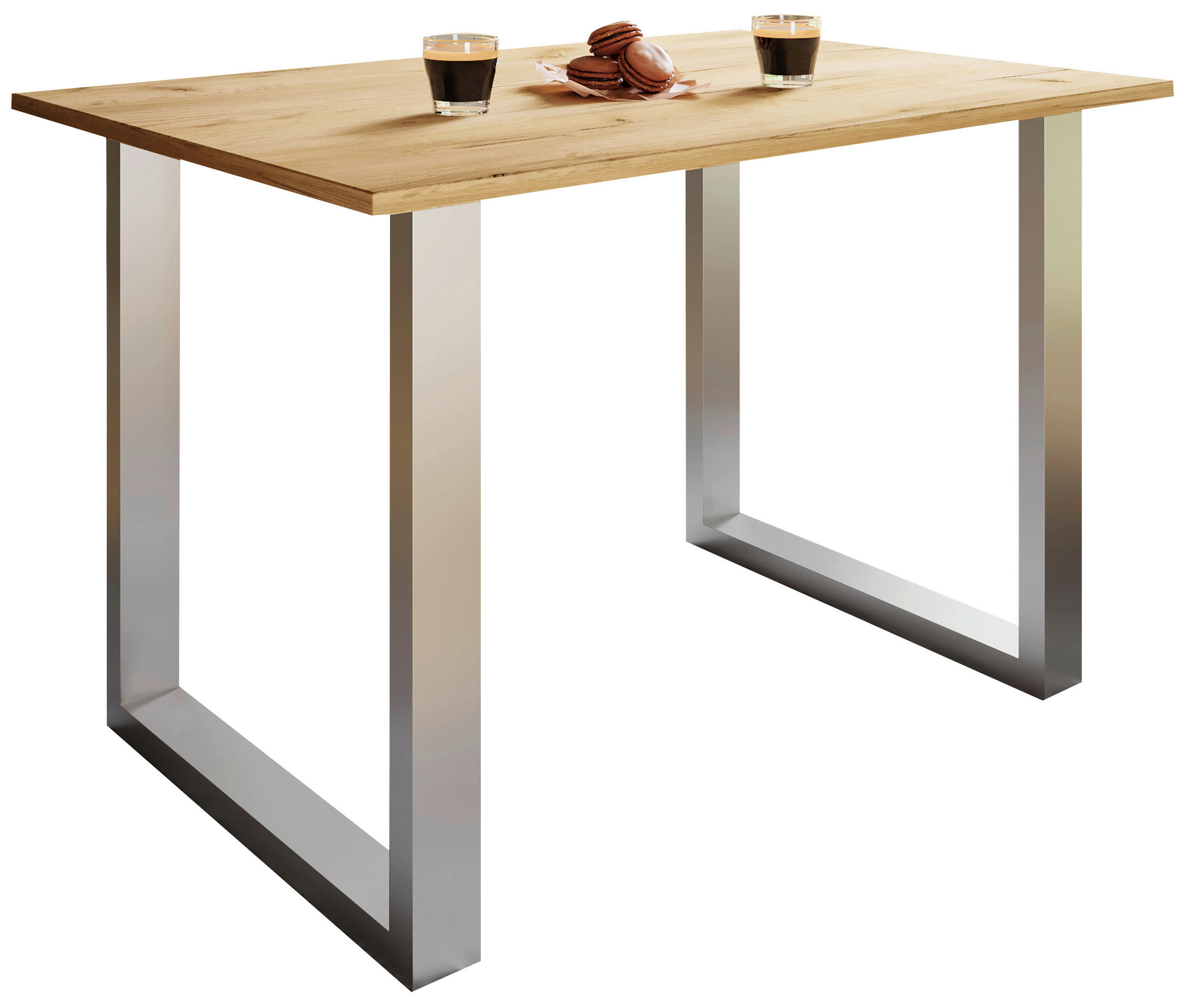 ESSTISCH rechteckig Silberfarben, Honigeiche  - Honigeiche/Silberfarben, Design, Holzwerkstoff/Metall (110/50/76cm) - MID.YOU