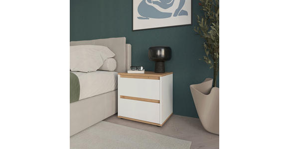 NACHTKÄSTCHEN 50/50/38 cm  in Weiß, Eiche Artisan  - Schwarz/Weiß, MODERN, Holzwerkstoff/Kunststoff (50/50/38cm) - Carryhome