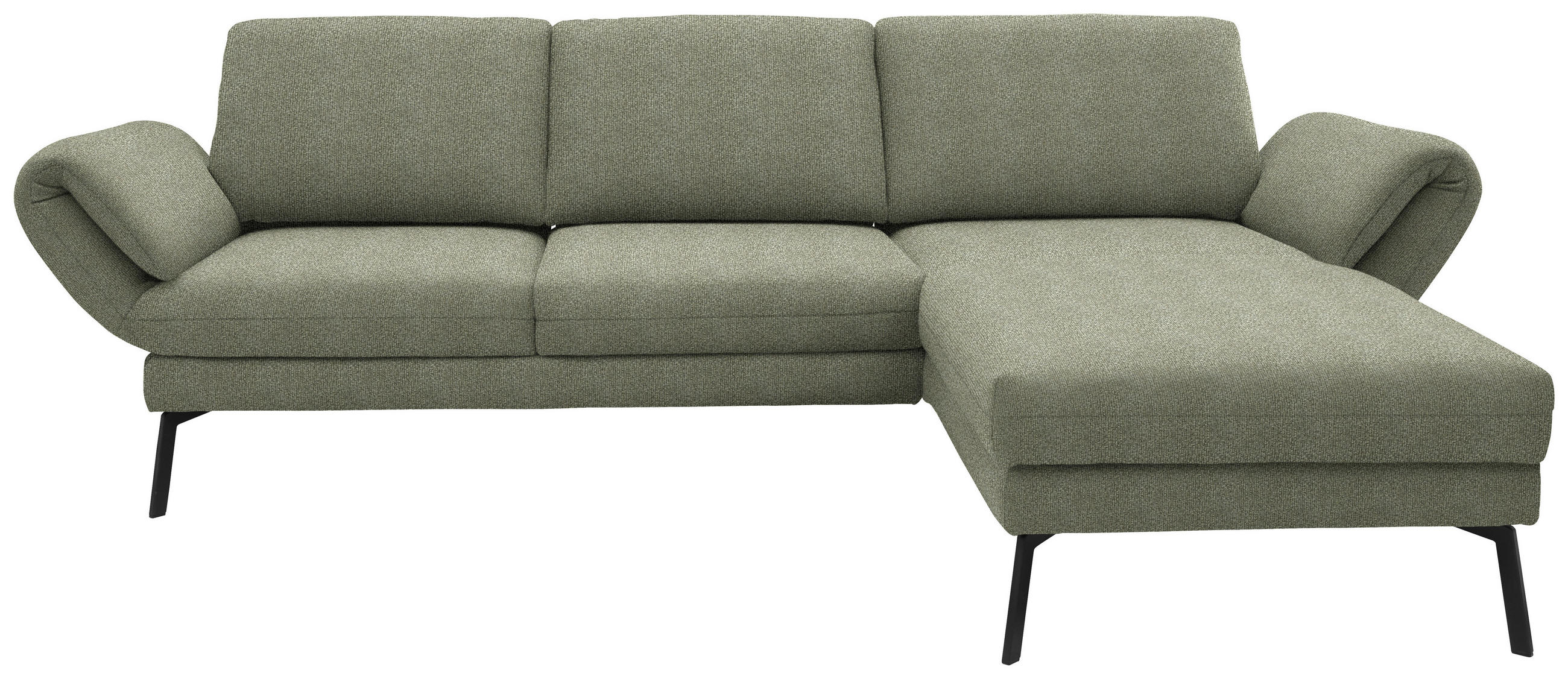 ECKSOFA  in Flachgewebe Salbeigrün  255-365/175-224 cm  - Salbeigrün/Schwarz, Design, Textil/Metall (255-365/175-224cm) - Dieter Knoll