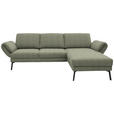 ECKSOFA  in Flachgewebe Salbeigrün Armteilverstellung, Relaxfunktion, Drehsitzfunktion  255-365/175-224 cm  - Salbeigrün/Schwarz, Design, Textil/Metall (255-365/175-224cm) - Dieter Knoll