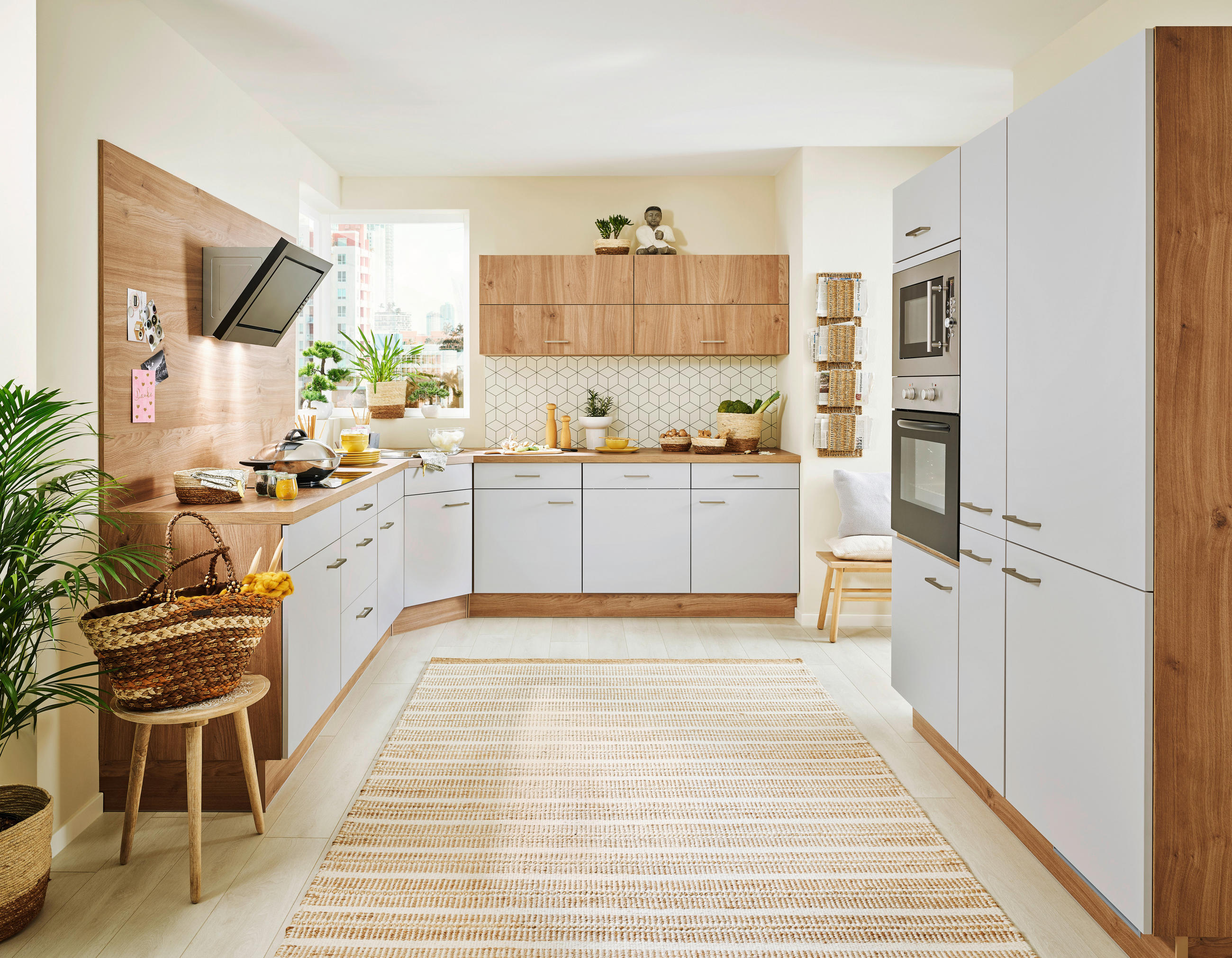 EINBAUKÜCHE   - Eichefarben/Grau, KONVENTIONELL, Holzwerkstoff - Venda