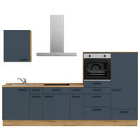 KÜCHENLEERBLOCK 300 cm   in Blau, Eichefarben  - Blau/Eichefarben, MODERN, Holzwerkstoff/Metall (300cm) - Nobilia