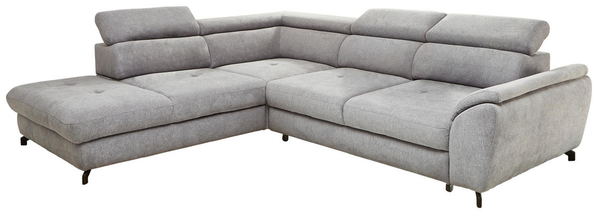 SEDEŽNA GARNITURA, tkanina siva  - črna/siva, Design, kovina/tekstil (237/277cm) - Hom`in