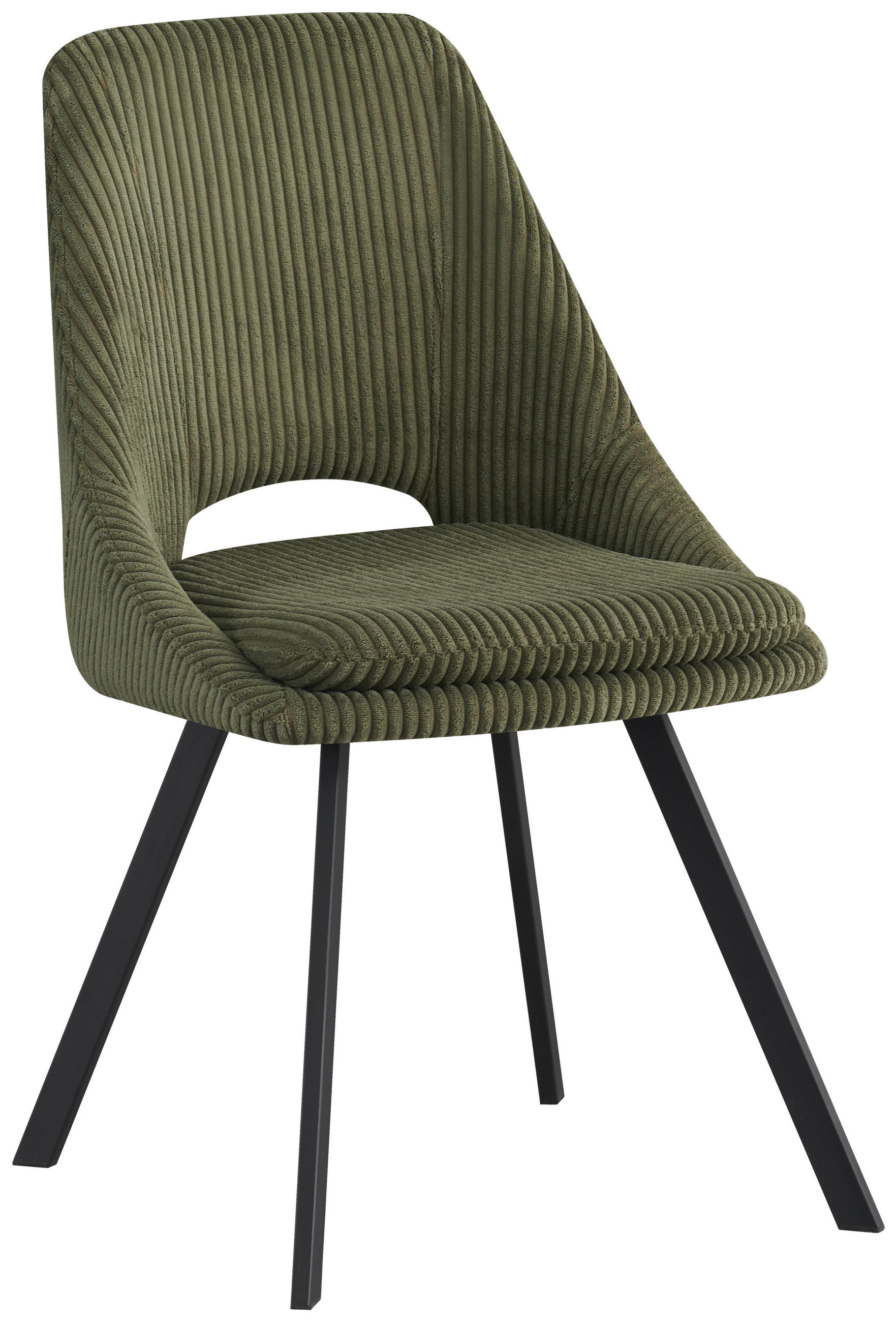 STUHL Cord Olivgrün  - Schwarz/Olivgrün, Design, Textil/Metall (48/85/56cm) - Carryhome