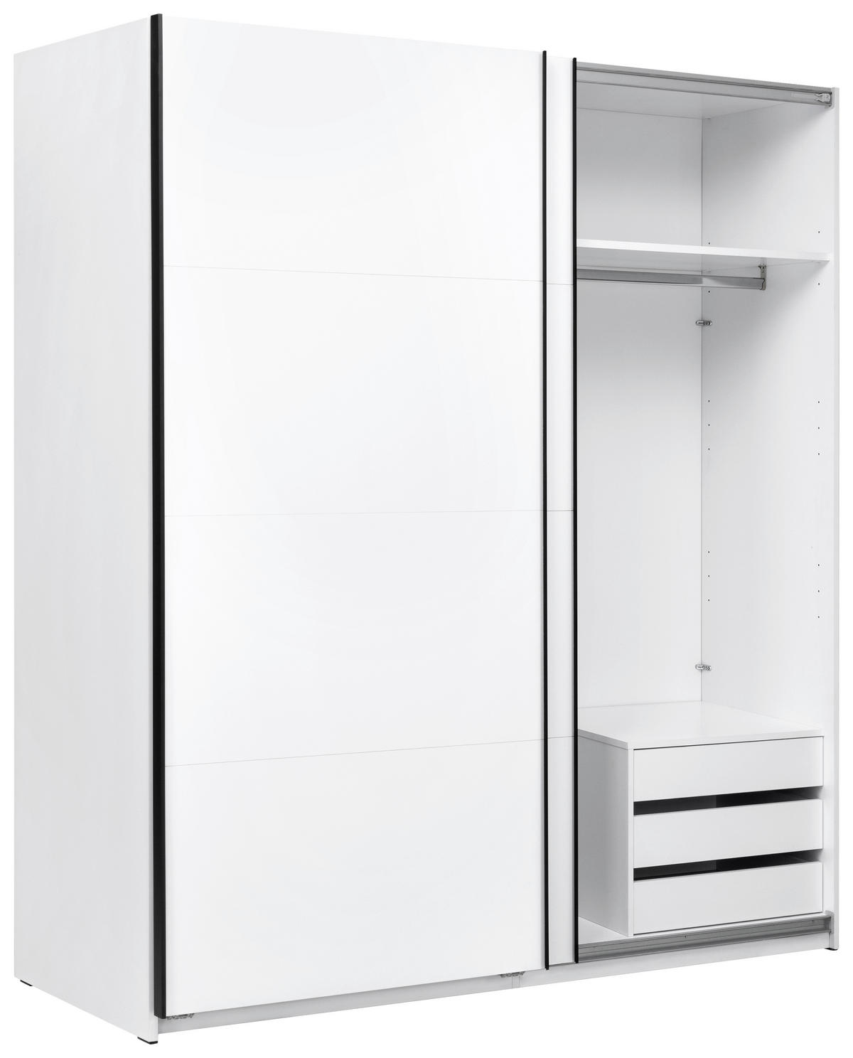 SCHIEBETÜRENSCHRANK 200/211,5/61,5 cm 2-türig Weiß  - Schwarz/Weiß, MODERN, Holzwerkstoff/Metall (200/211,5/61,5cm) - MID.YOU