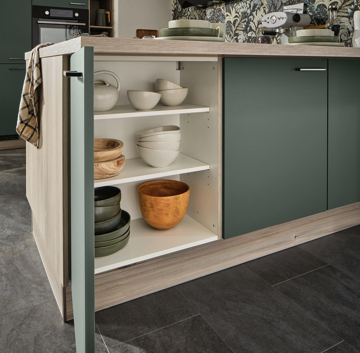 ECKKÜCHE  in Grün  - Schwarz/Grün, Design, Holzwerkstoff/Metall (150/280/192cm) - Xora