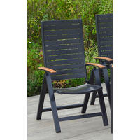 GARTENKLAPPSESSEL Aluminium Graphitfarben, Braun  - Graphitfarben/Braun, KONVENTIONELL, Kunststoff/Metall (61,5/113/72cm) - Gardenson