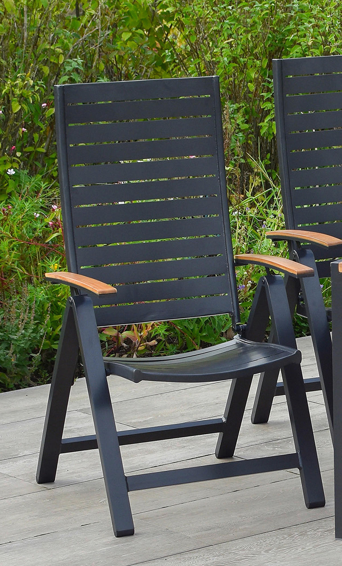 GARTENKLAPPSESSEL Aluminium Graphitfarben, Braun  - Graphitfarben/Braun, KONVENTIONELL, Kunststoff/Metall (61,5/113/72cm) - Gardenson