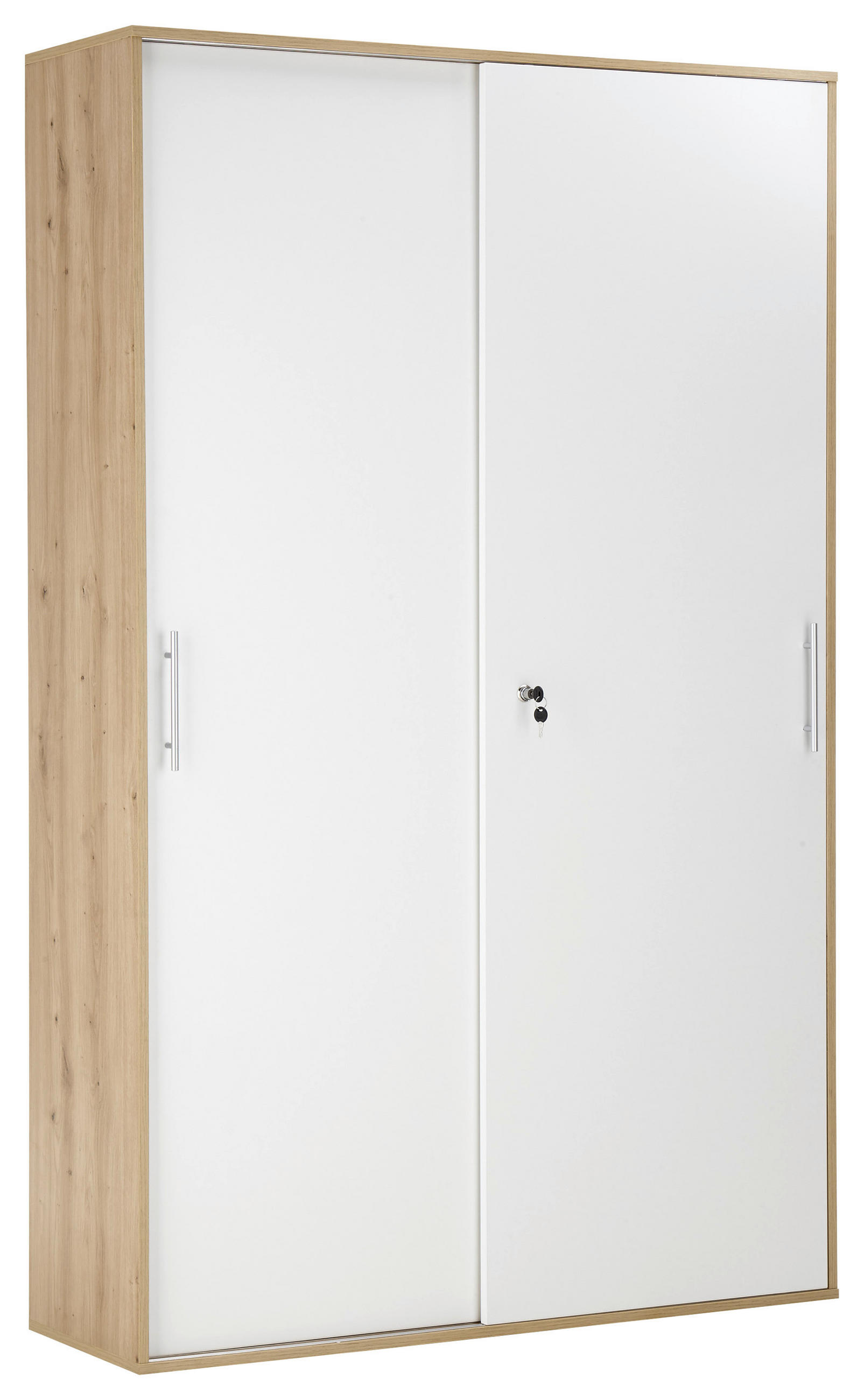 AKTENSCHRANK Weiß, Eiche Artisan - Weiß/Eiche Artisan, Basics, Holzwerkstoff (120/190/40cm) - MID.YOU
