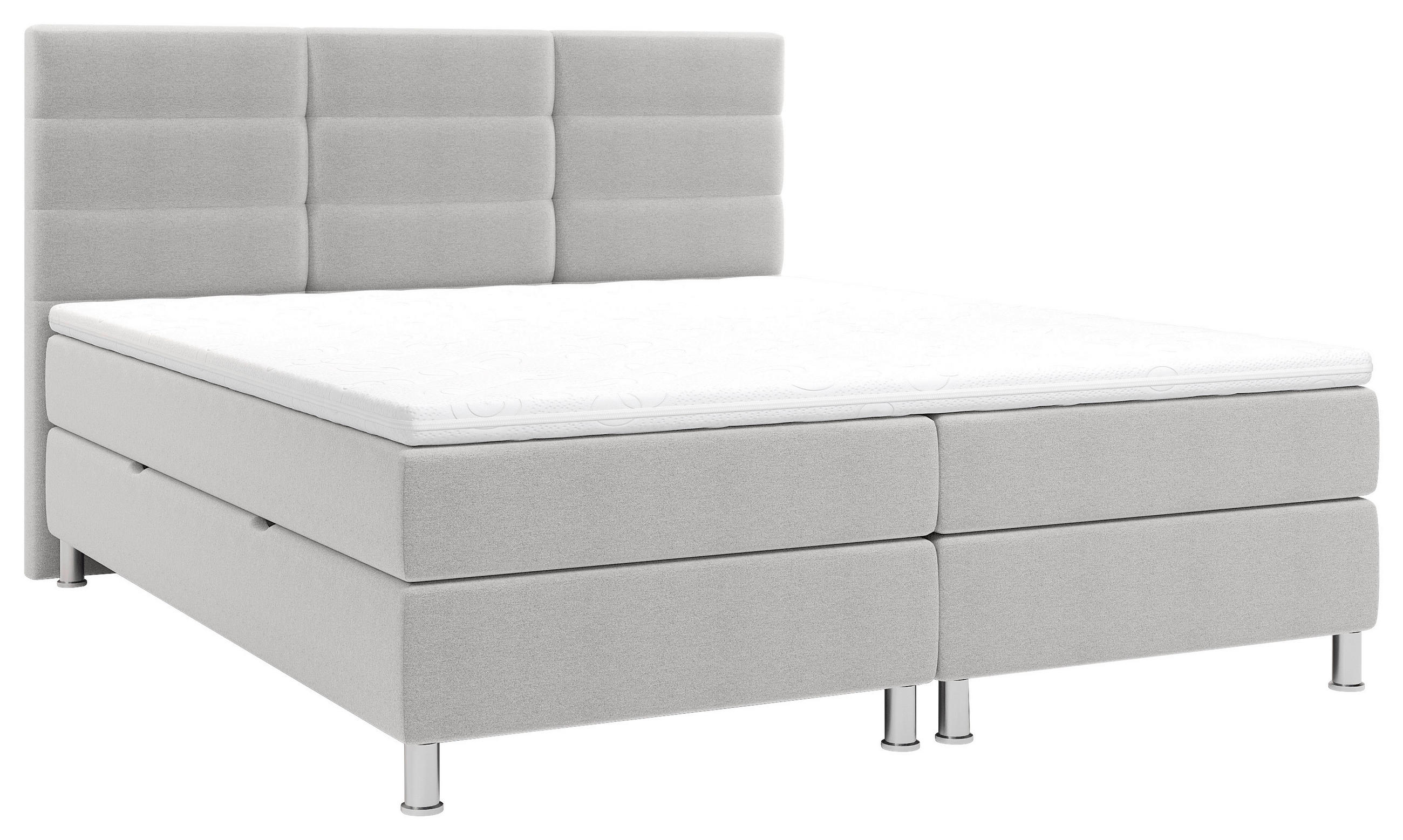 BOXBETT 180/200 cm  Greige  - Chromfarben/Greige, Konventionell, Textil/Metall (180/200cm) - Carryhome