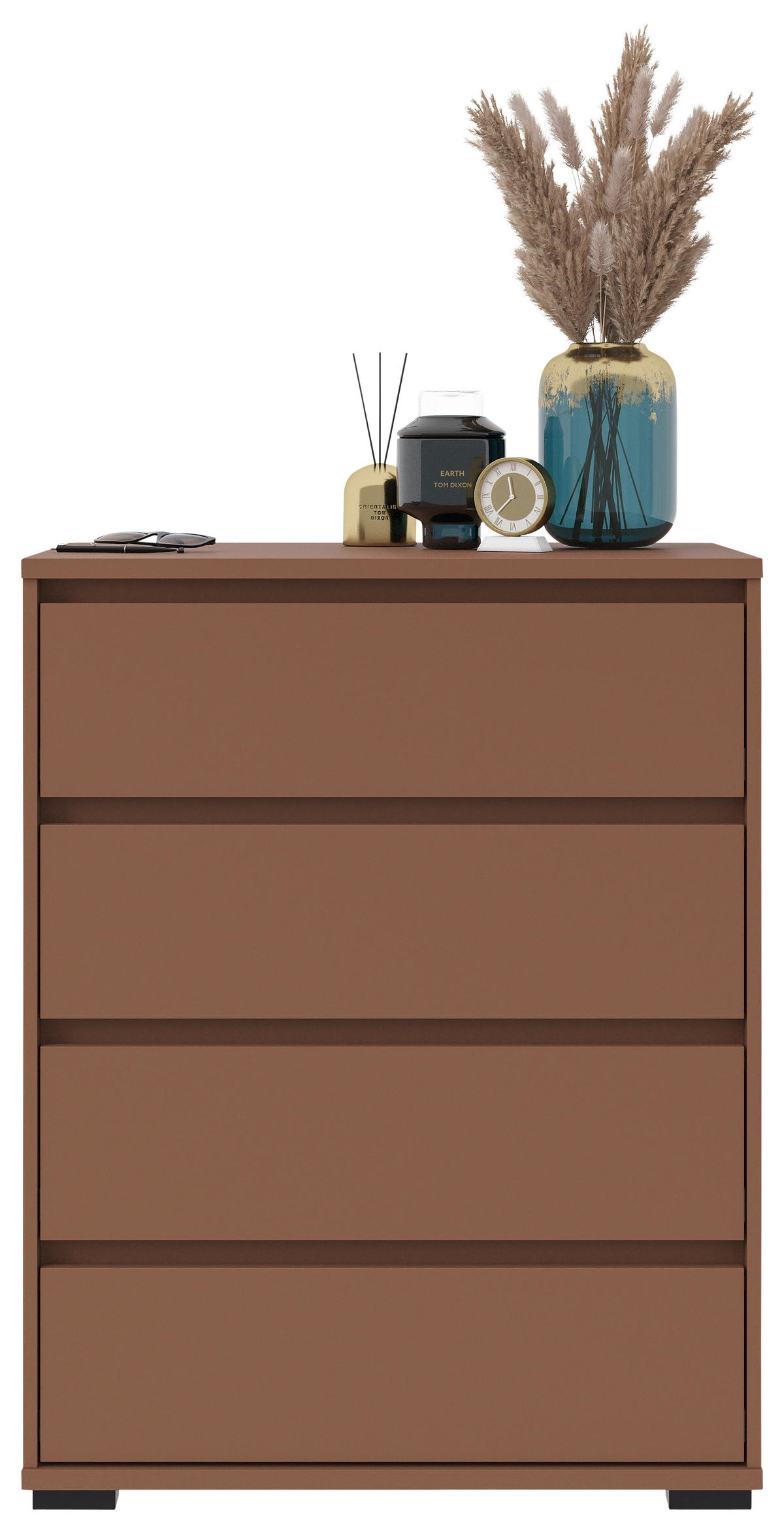 KOMMODE Line  in 80/103/48 cm  - Terracotta/Schwarz, Design, Holzwerkstoff/Kunststoff (80/103/48cm) - Carryhome