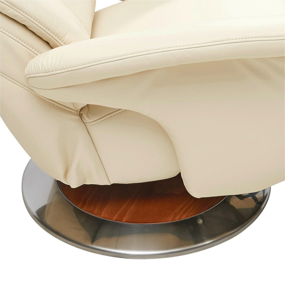 FERNSEHSESSEL in Creme, Edelstahlfarben  - Edelstahlfarben/Creme, Basics, Leder/Holz (82/109/90cm) - Himolla