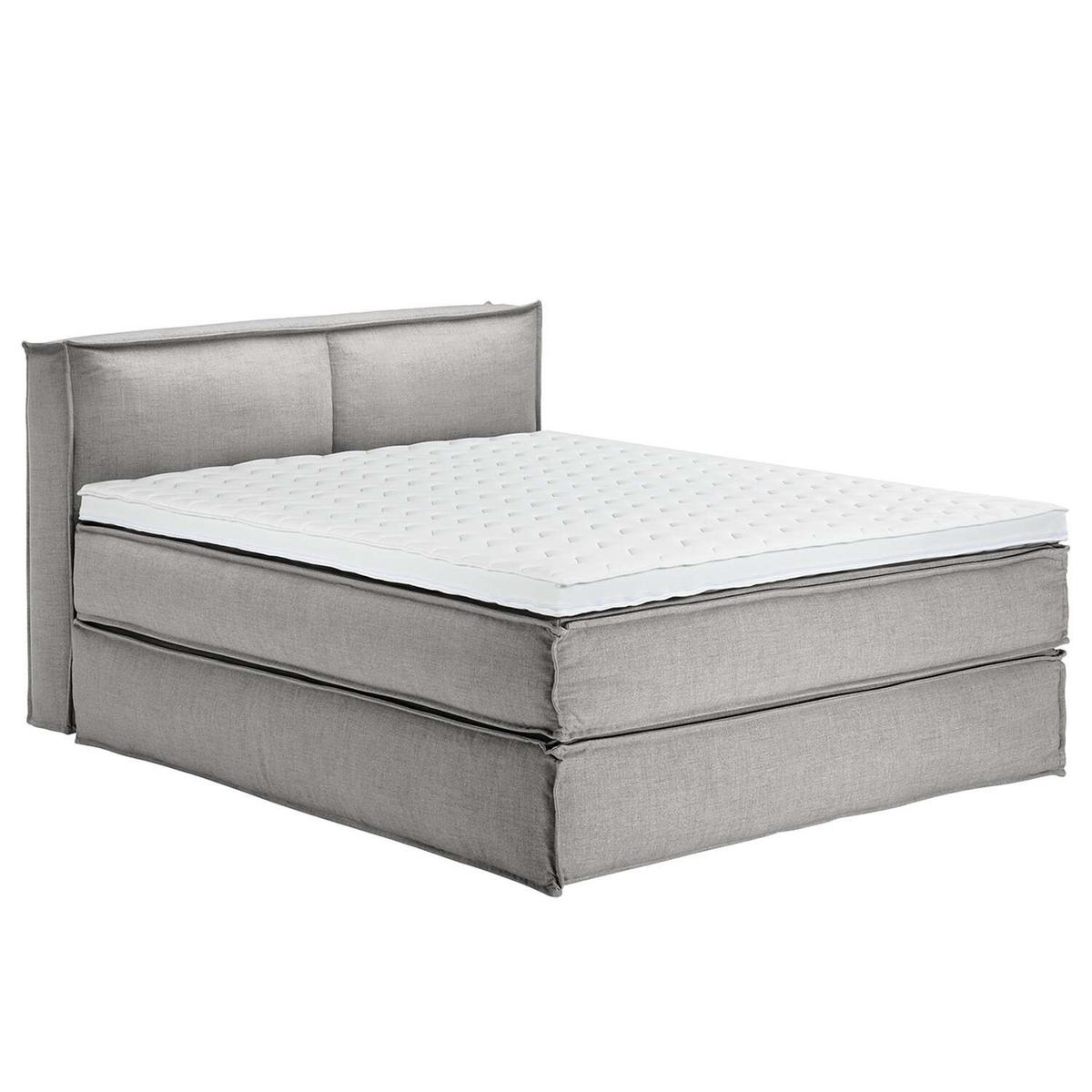 BOXSPRINGBETT 160/200 cm  in Hellgrau  - Hellgrau/Schwarz, Design, Textil (160/200cm) - home24