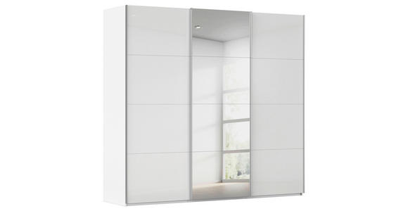SCHWEBETÜRENSCHRANK 242/223/68 cm 3-türig Weiß  - Alufarben/Weiß, Basics, Glas/Holzwerkstoff (242/223/68cm) - Novel
