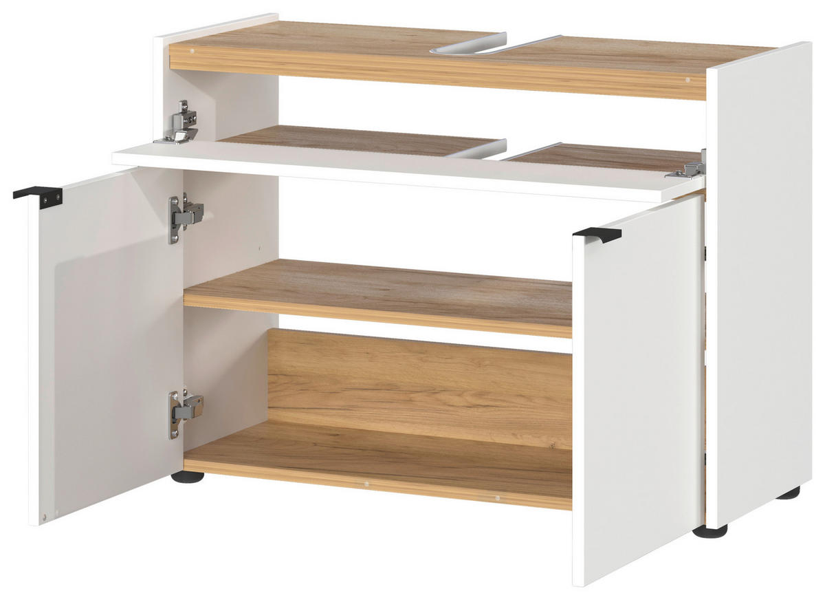 WASCHBECKENUNTERSCHRANK 80/60/34 cm  - Eichefarben/Schwarz, MODERN, Holzwerkstoff/Kunststoff (80/60/34cm) - Germania