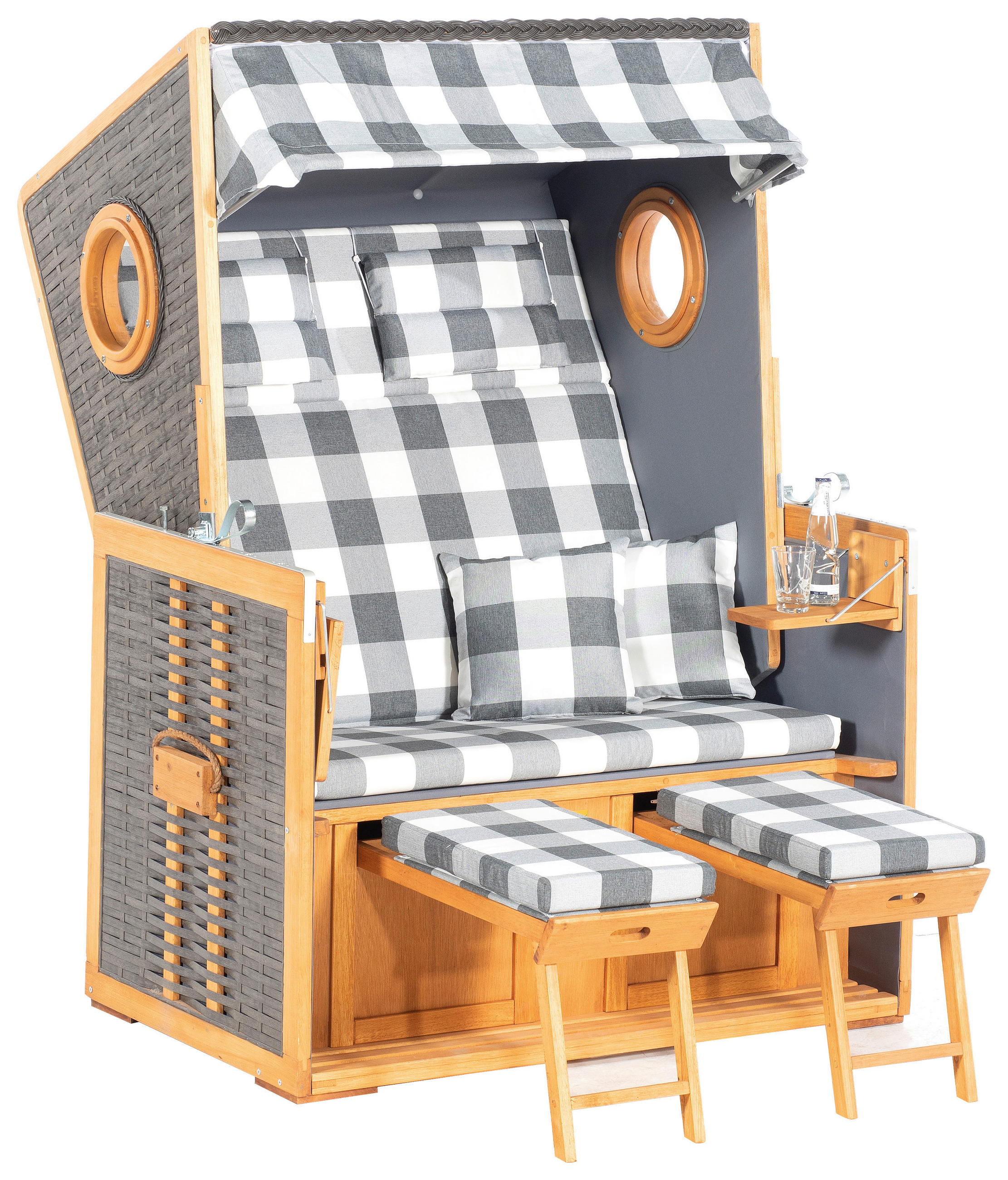 STRANDKORB  - Weiss/Grau, Design, Holz/Kunststoff - Novel