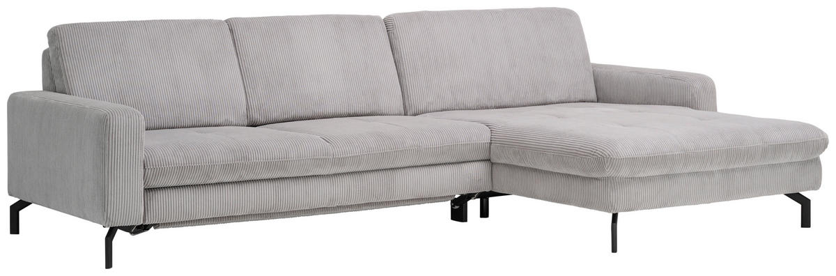 ECKSOFA in Cord Grau  - Schwarz/Grau, Design, Textil/Metall (302/178cm) - Beldomo Style