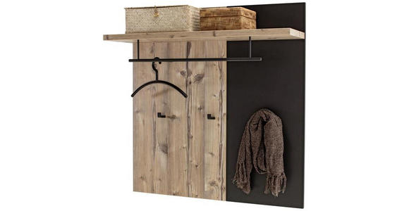 GARDEROBENPANEEL 91/96/29 cm - Fichtefarben/Dunkelgrau, Trend, Holzwerkstoff/Metall (91/96/29cm) - Voleo