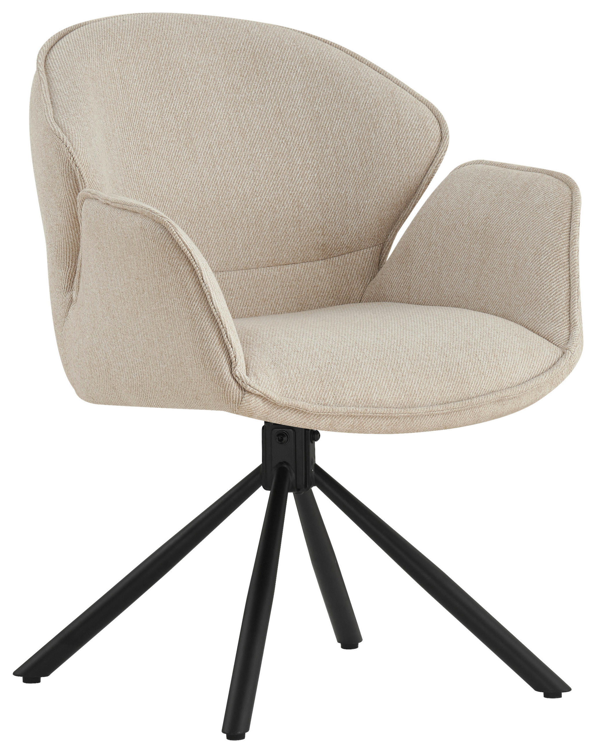 ARMLEHNSTUHL  in Eisen Flachgewebe  - Creme/Schwarz, MODERN, Textil/Metall (45/90/65cm) - Livetastic