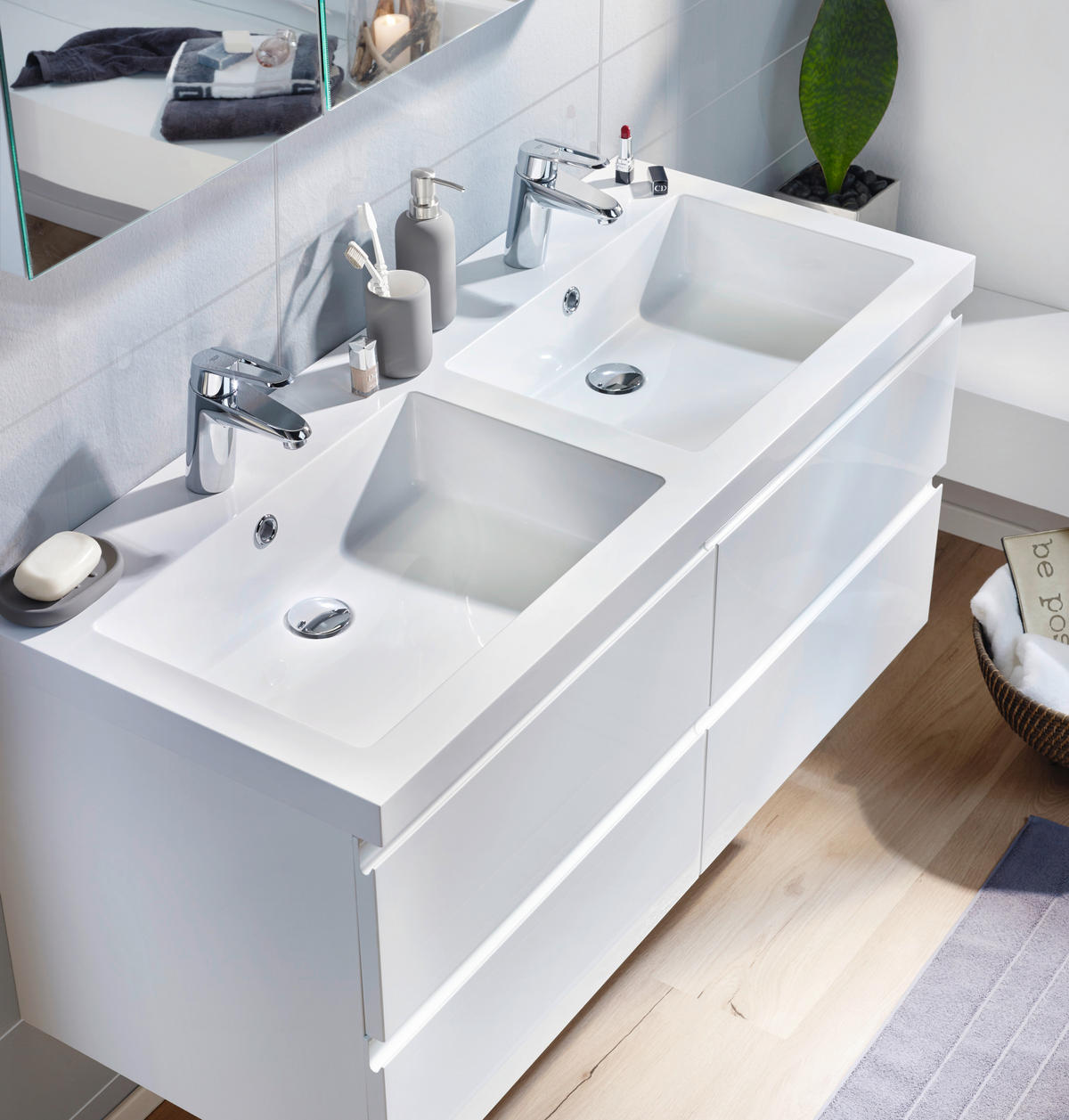 BADEZIMMER  in 120 cm  - Weiß, Design, Glas/Holzwerkstoff (120cm) - Novel