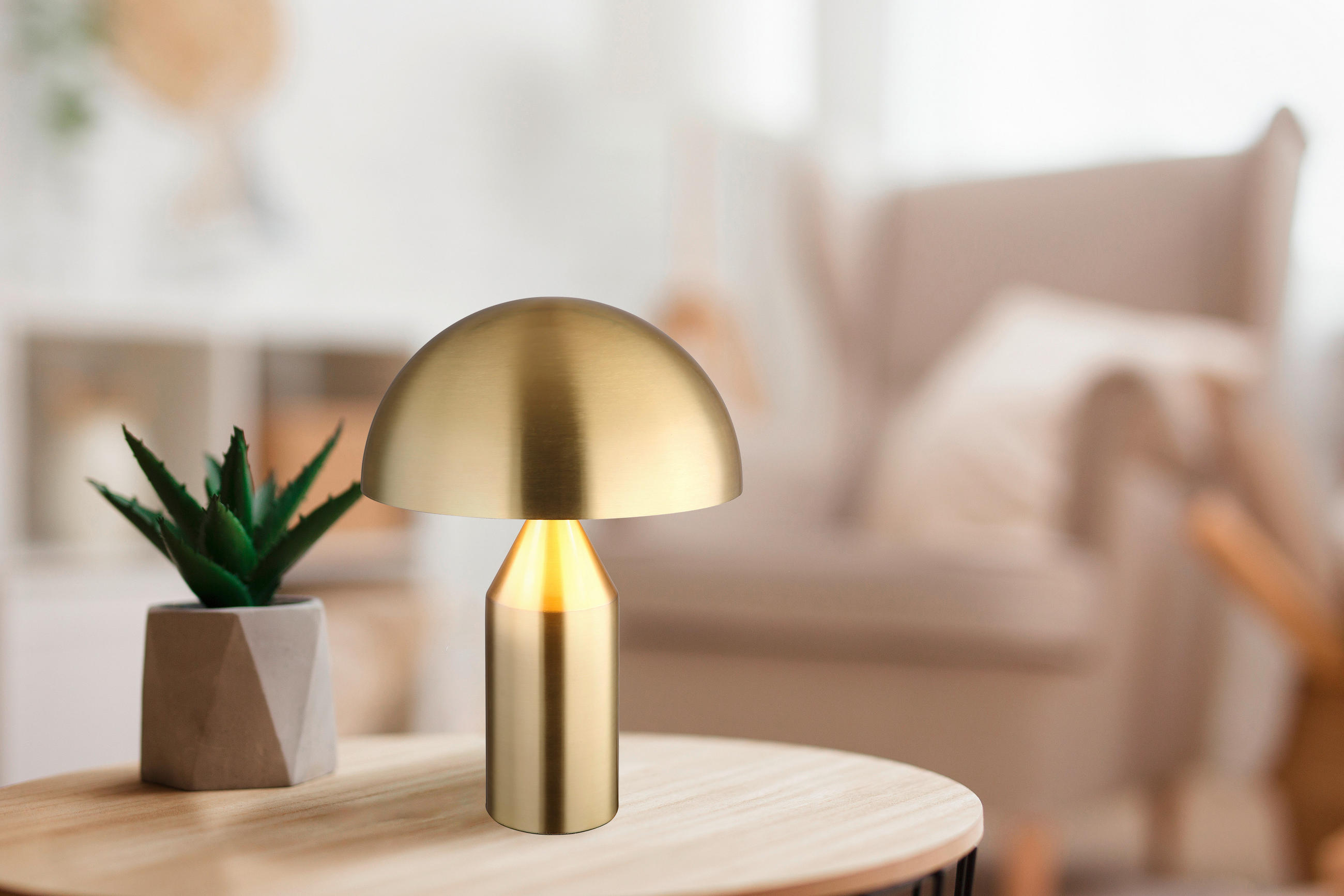 BORDSLAMPA 28/39 cm - vit/mässingsfärgad, Design, metall (28/39cm) - Globo