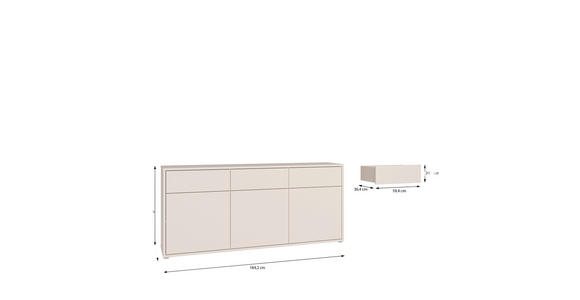 SIDEBOARD  184,2/83,1/41,5 cm 3 Schublade(n)  - Sandfarben/Grau, MODERN, Holzwerkstoff/Kunststoff (184,2/83,1/41,5cm) - Carryhome