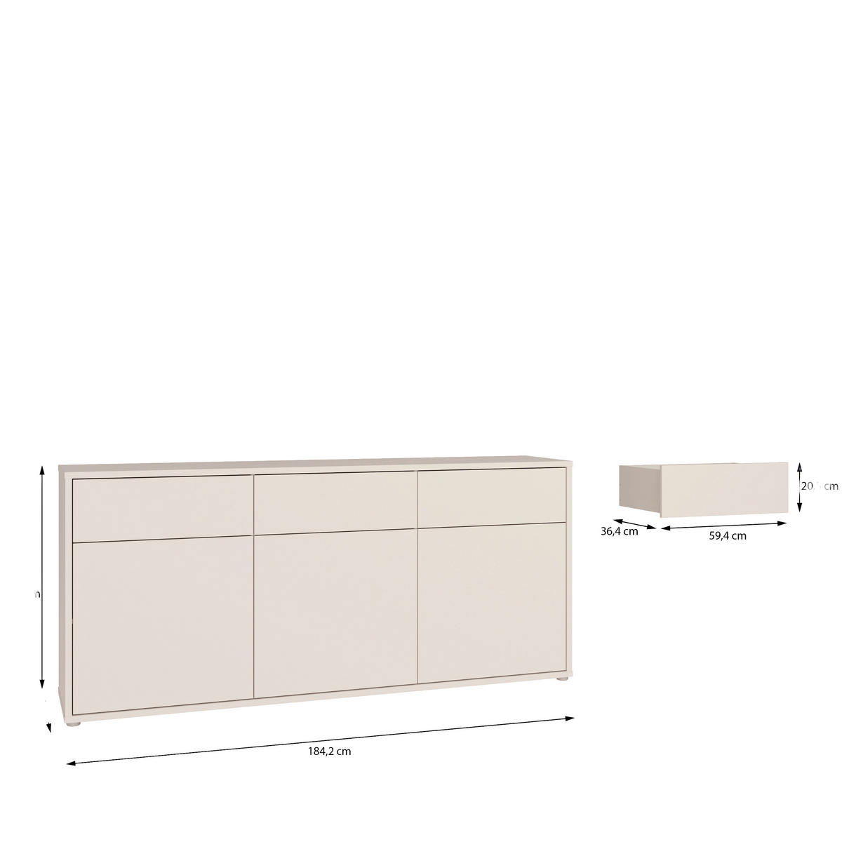 SIDEBOARD  184,2/83,1/41,5 cm 3 Schublade(n)  - Sandfarben/Grau, MODERN, Holzwerkstoff/Kunststoff (184,2/83,1/41,5cm) - Carryhome