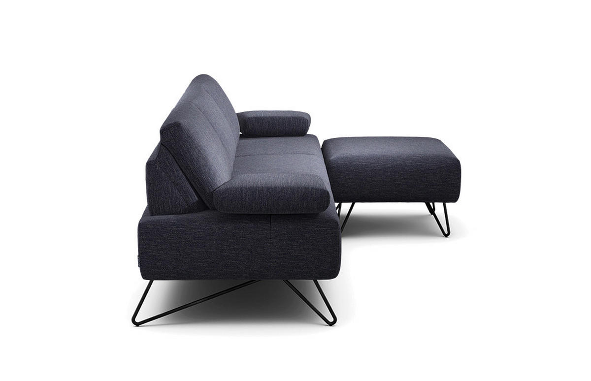 3-SITZER-SOFA Chenille Blau  - Blau/Schwarz, Design, Textil/Metall (234-264/85/86-94cm) - SENSOO