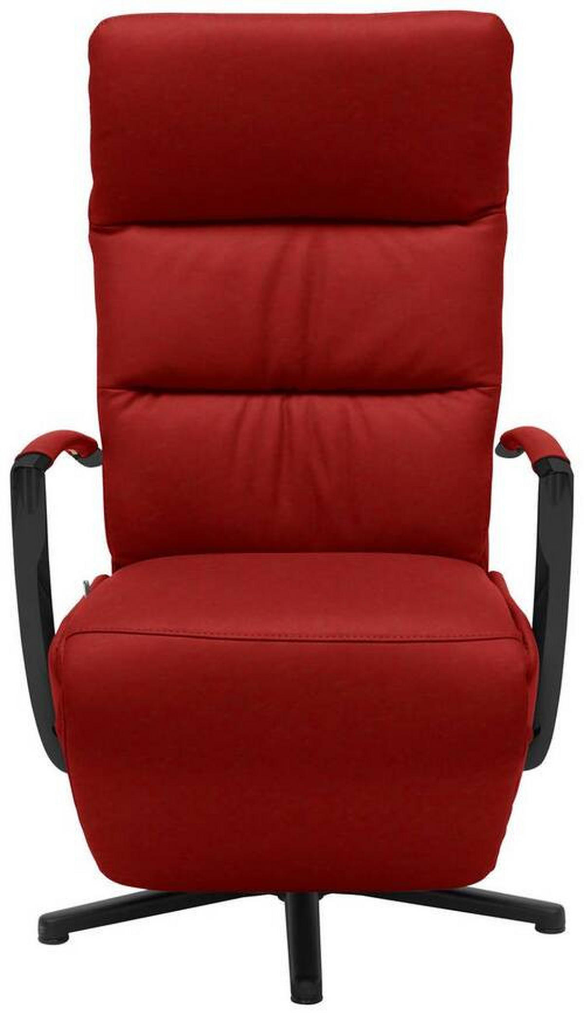 FAUTEUIL RELAX in Leder Rot  - Rot/Schwarz, Design, Leder/Metall (64/112/80cm) - Cantus