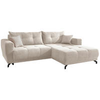ECKSOFA 246/177 cm  in Cord Beige Zierkissen, Rückenkissen  246/177 cm  - Beige/Schwarz, MODERN, Textil/Metall (246/177cm) - MID.YOU