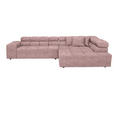 ECKSOFA in Velours Rosa  317/213 cm  - Schwarz/Rosa, Design, Kunststoff/Textil (317/213cm) - Hom`in