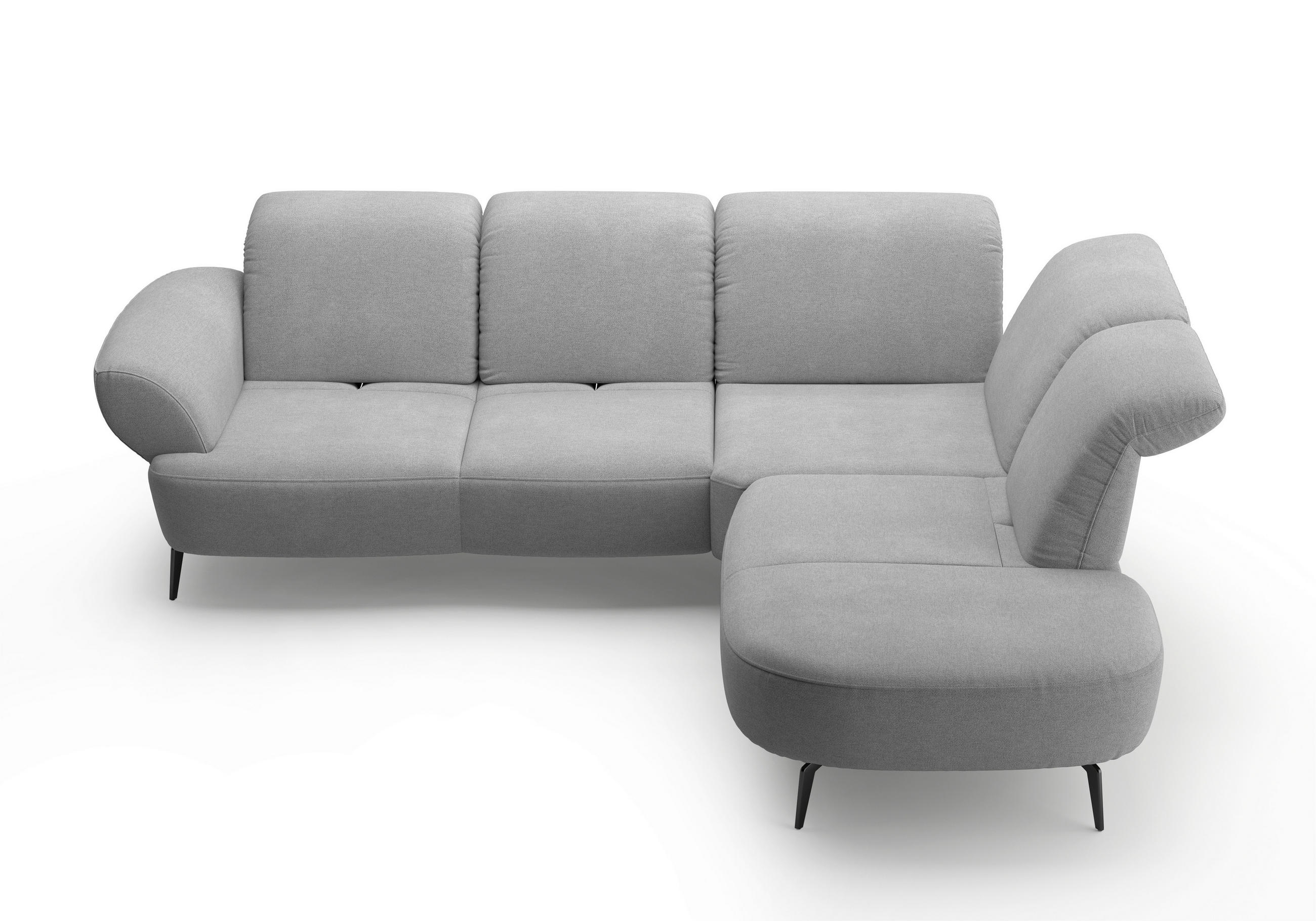 ECKSOFA in Mikrofaser Grau  - Schwarz/Grau, Modern, Textil/Metall (302/270cm) - Sit & More