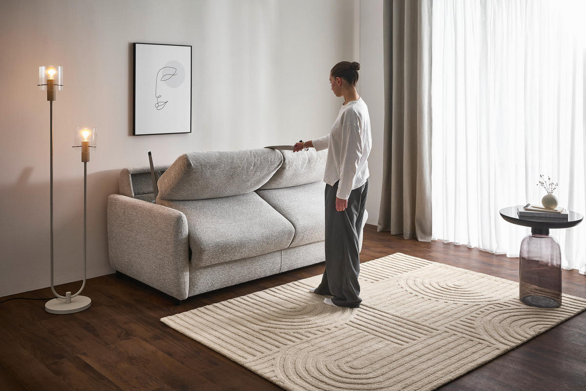 ZOFA S POSTELJNO FUNKCIJO,  siva tekstil  - črna/siva, Design, tekstil (184/91/99cm) - Xora