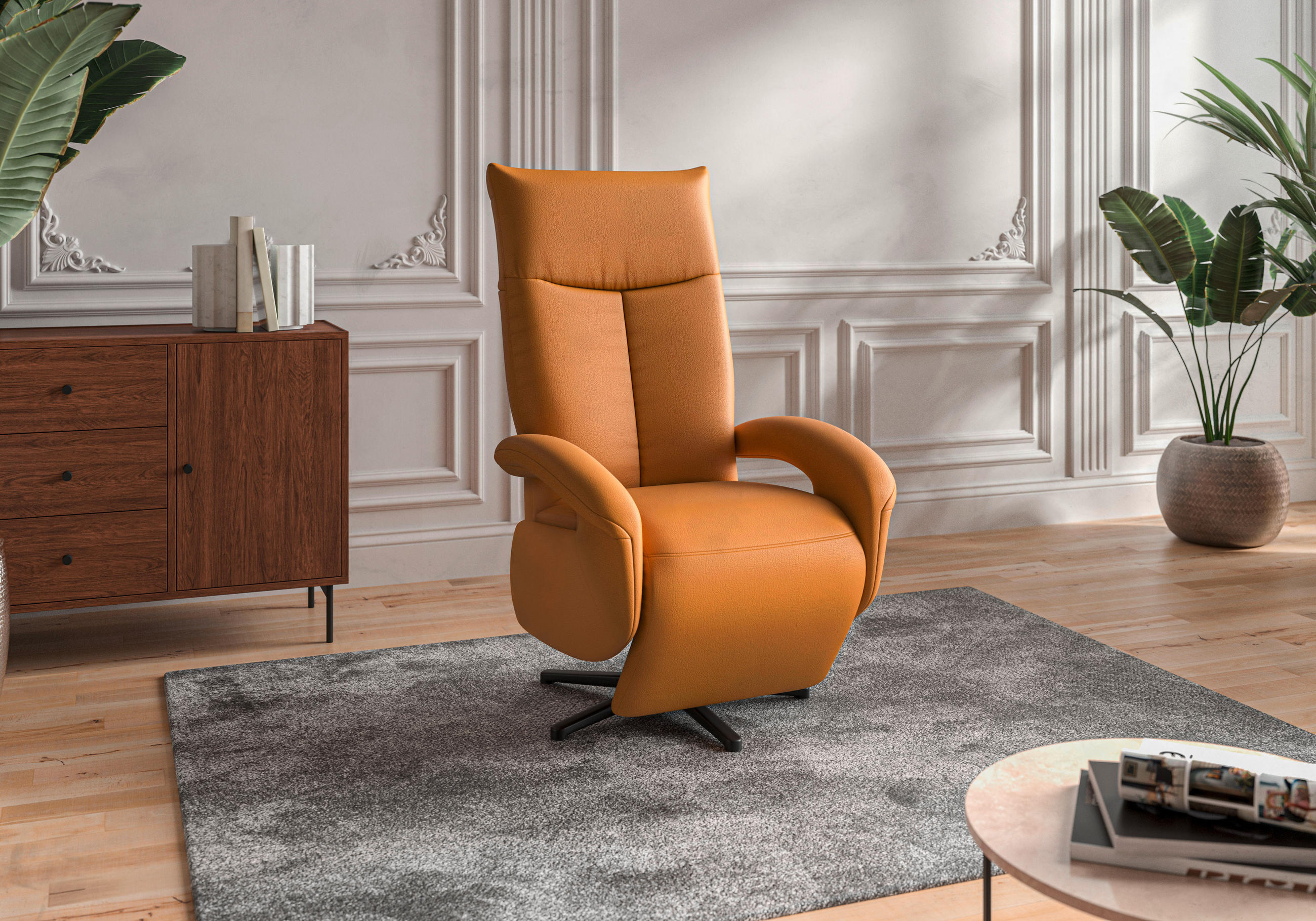 SESSEL in Echtleder Currygelb - Currygelb/Schwarz, Konventionell, Leder/Metall (74/112/82cm) - Sit & More