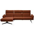 ECKSOFA in Flachgewebe Rostfarben  152/259 cm  - Rostfarben/Schwarz, Design, Textil/Metall (152/259cm) - Dieter Knoll