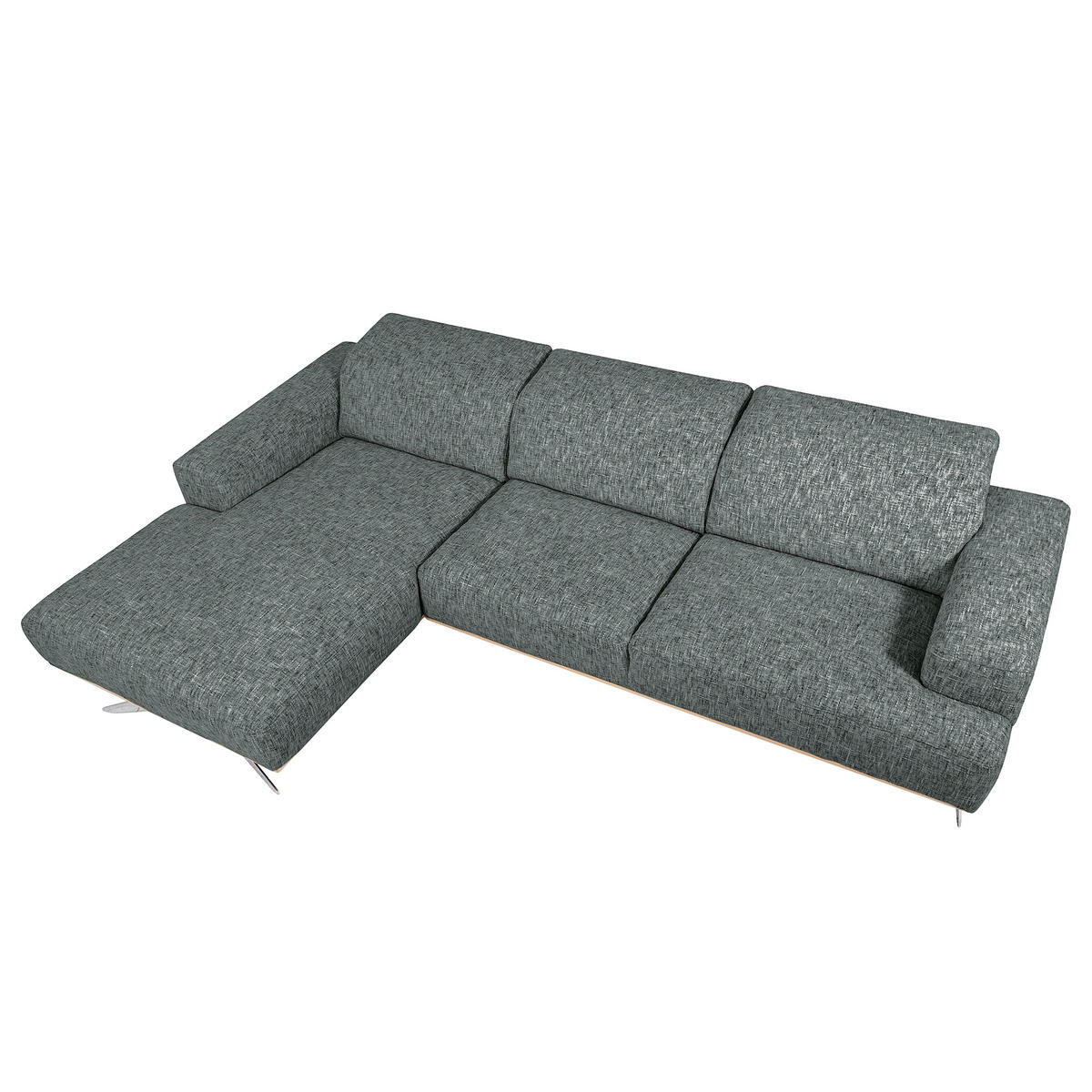 ECKSOFA PORTLAND Anthrazit Struktur Kopfteilverstellung  - Chromfarben/Anthrazit, Design, Holz/Textil (187/295cm) - Livetastic