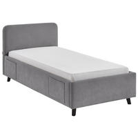 POLSTERBETT 90/200 cm,  in Grau, Schwarz, Betttasche,  - Schwarz/Grau, KONVENTIONELL, Holz/Textil (90/200cm) - Boxxx