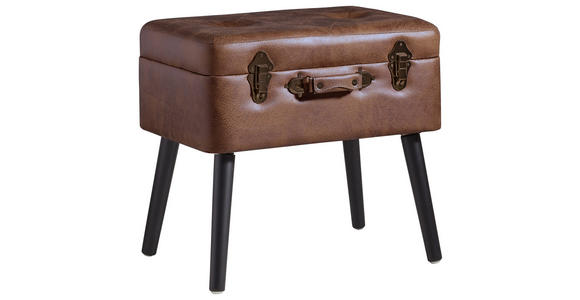 HOCKER Lederlook, Mikrofaser Braun - Schwarz/Braun, LIFESTYLE, Textil (50/45/35cm) - Xora
