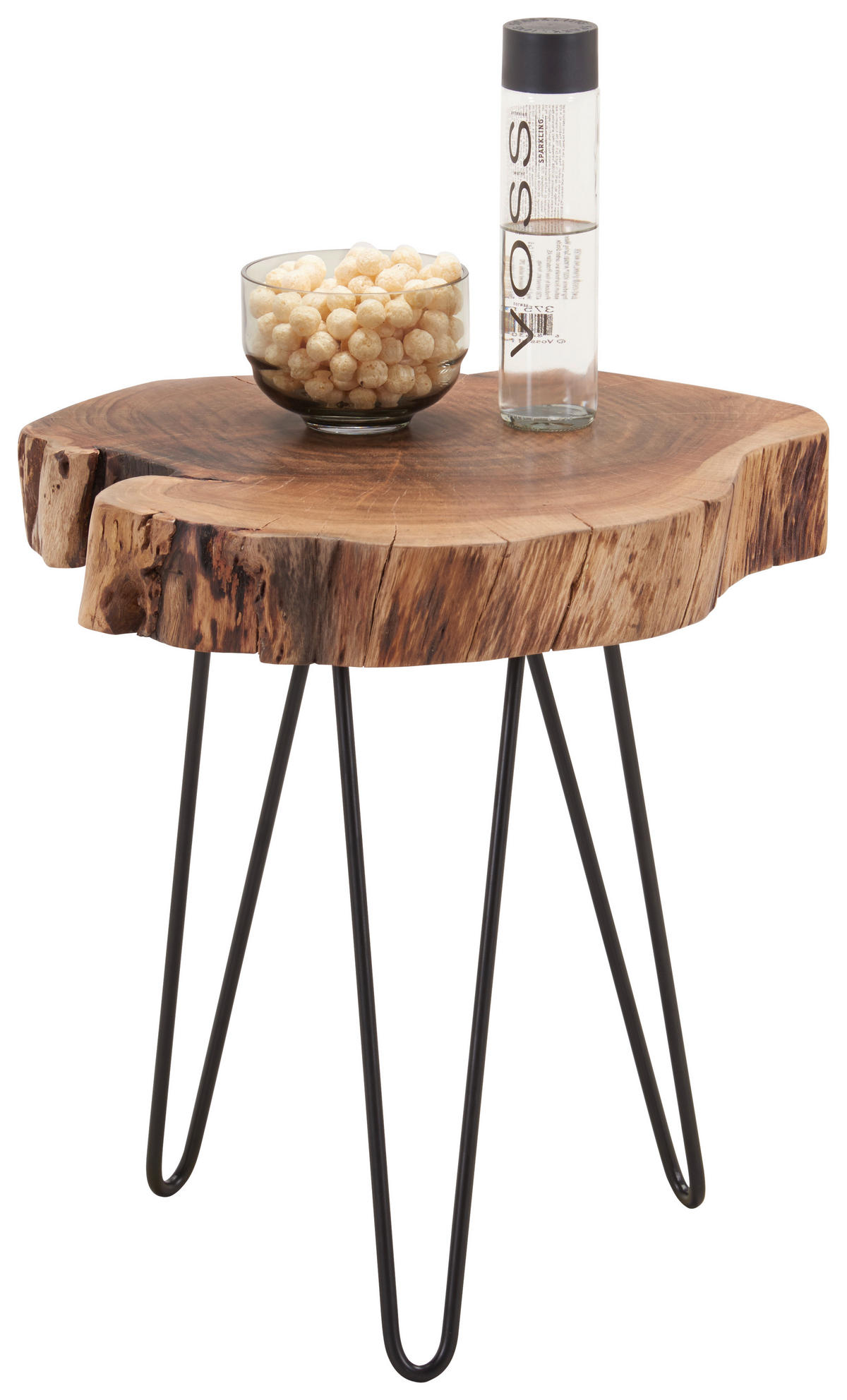 BEISTELLTISCH 35-40/48/48 cm Akazie massiv Schwarz, Akaziefarben Freiform  - Schwarz/Akaziefarben, Trend, Holz/Metall (35-40/48/48cm) - Carryhome