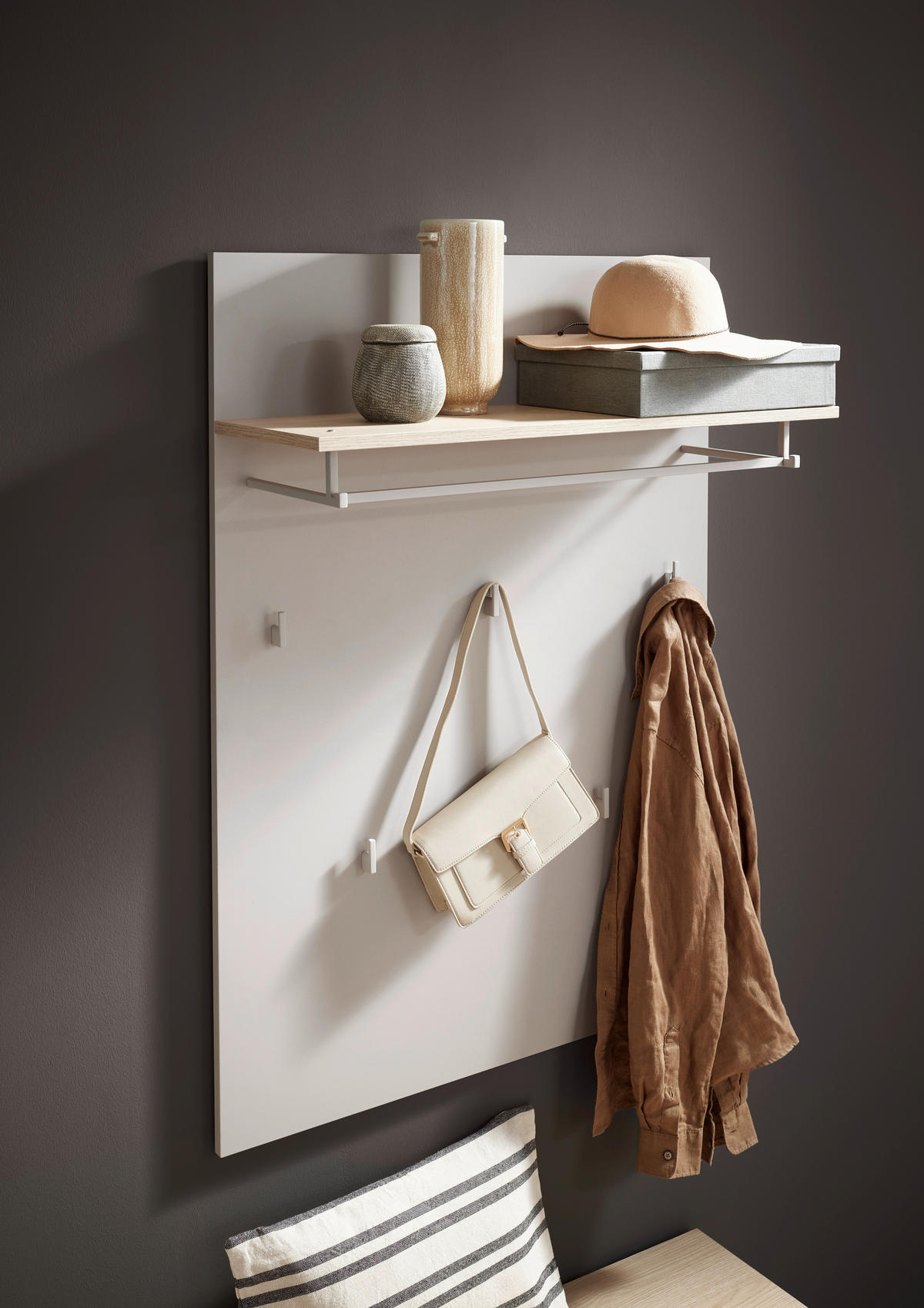 GARDEROBENPANEEL  in 80/115/28 cm  - Kaschmir/Eichefarben, Design, Holzwerkstoff (80/115/28cm) - Voleo