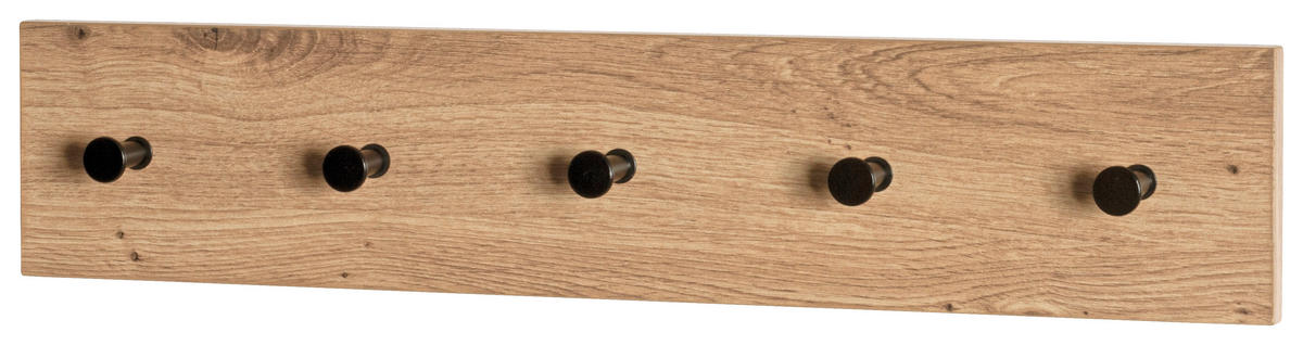 ZIDNI ČIVILUK  crna, boja hrasta  metal, pločasti materijal  - boja hrasta/crna, Osnovno, metal/pločasti materijal (60/12/5cm)