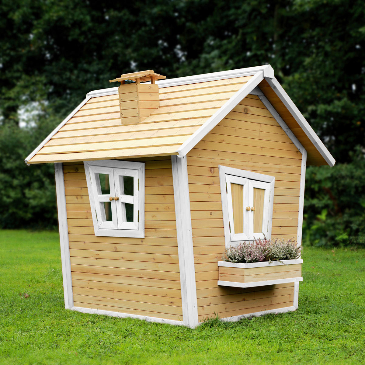 SPIELHAUS 144/146/157 cm  - Braun/Weiß, KONVENTIONELL, Holz (144/146/157cm) - Ambia Garden