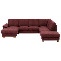 WOHNLANDSCHAFT in Velours Weinrot  - Eichefarben/Weinrot, Konventionell, Holz/Textil (167/316/235cm) - Beldomo System