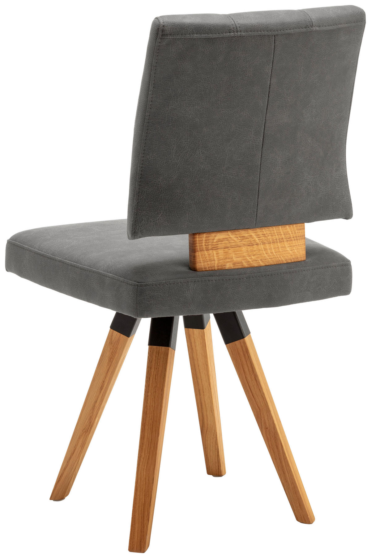 STUHL Mikrofaser Schwarz, Eichefarben, Dunkelgrau Wildeiche massiv  - Eichefarben/Dunkelgrau, Design, Holz/Textil (50/88/60cm) - Venda