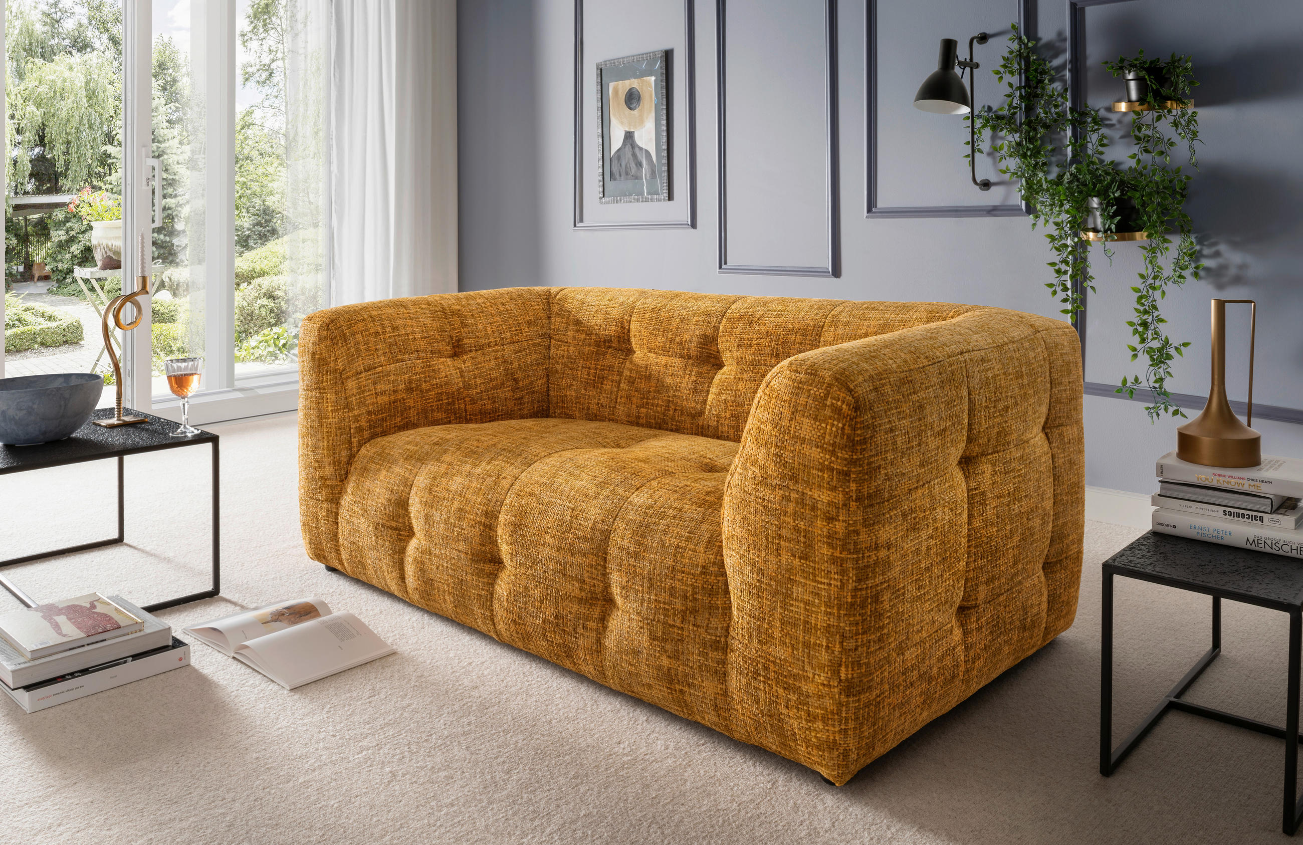 2-SITZER-SOFA Struktur  - Schwarz, Design, Kunststoff/Textil (184/72/95cm) - Livetastic