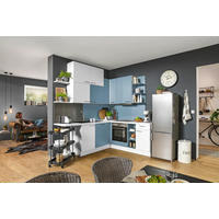 ECKKÜCHE 225/200 cm  in Weiß, Pastellblau  - Edelstahlfarben/Pastellblau, Design, Holzwerkstoff/Metall (225/200cm) - Pino