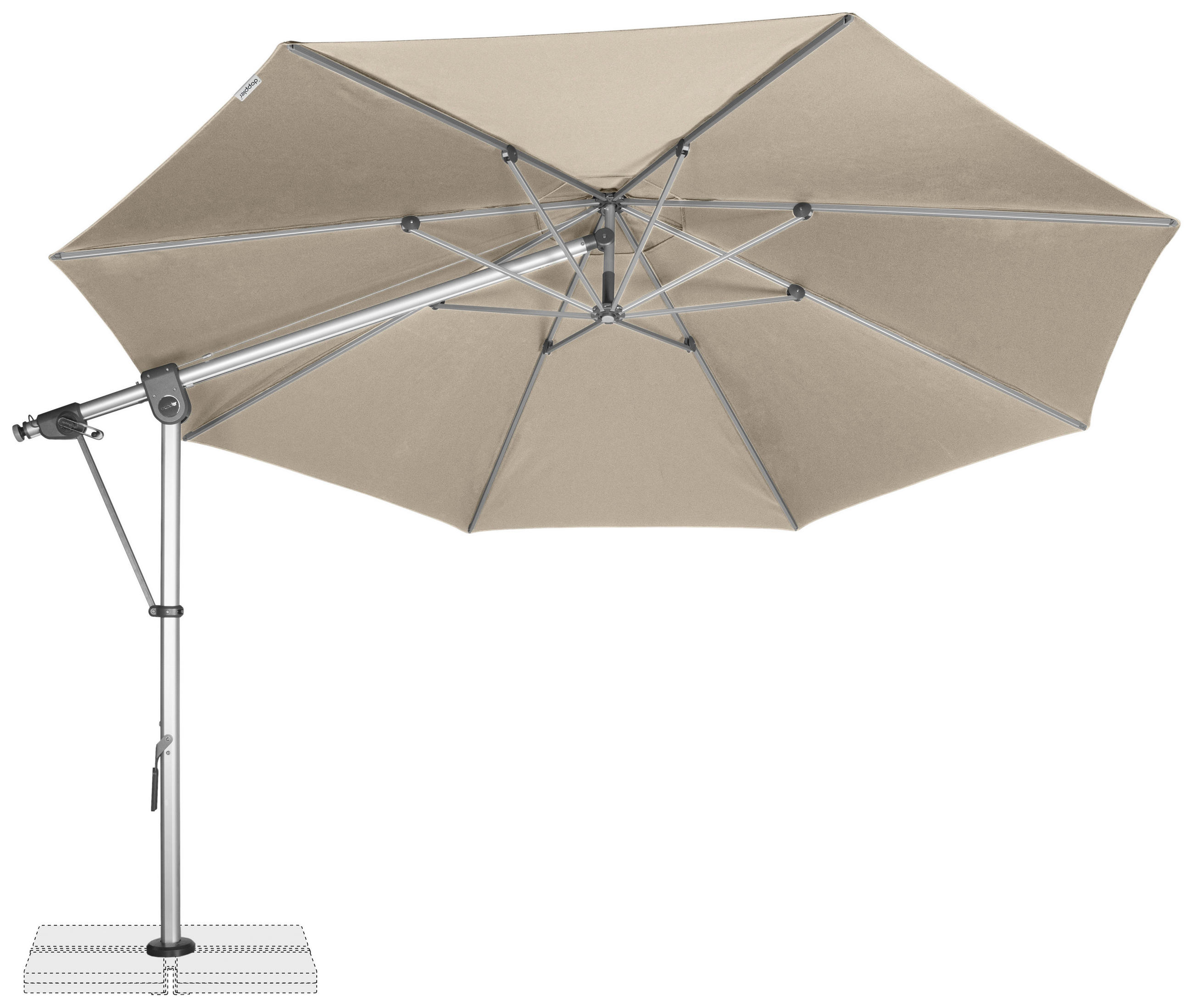 AMPELSCHIRM 350 cm Sandfarben  - Sandfarben/Silberfarben, Basics, Textil/Metall (350/350cm) - Doppler