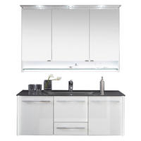 BADEZIMMER  in 132 cm  - Chromfarben/Weiß Hochglanz, Design, Glas/Holzwerkstoff (132cm) - Leonardo Living